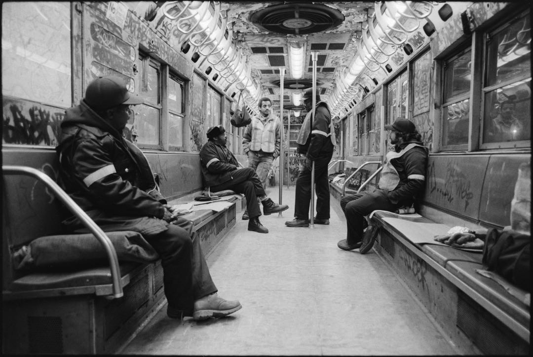 Subway car and workers