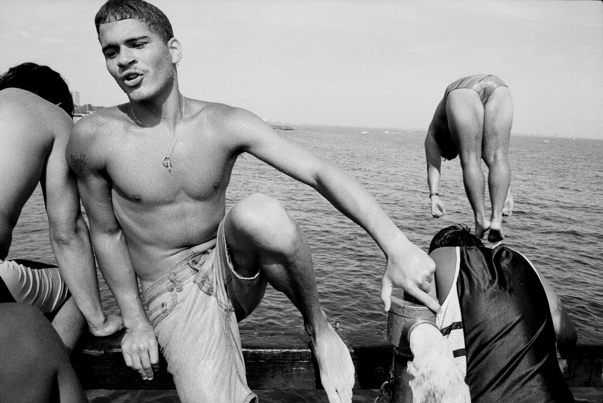 Diving from the pier, Coney Island